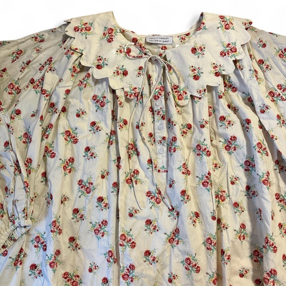 NWT Zoco Floral Long Sleeve Oversized Mini Dress - Picture 4 of 8